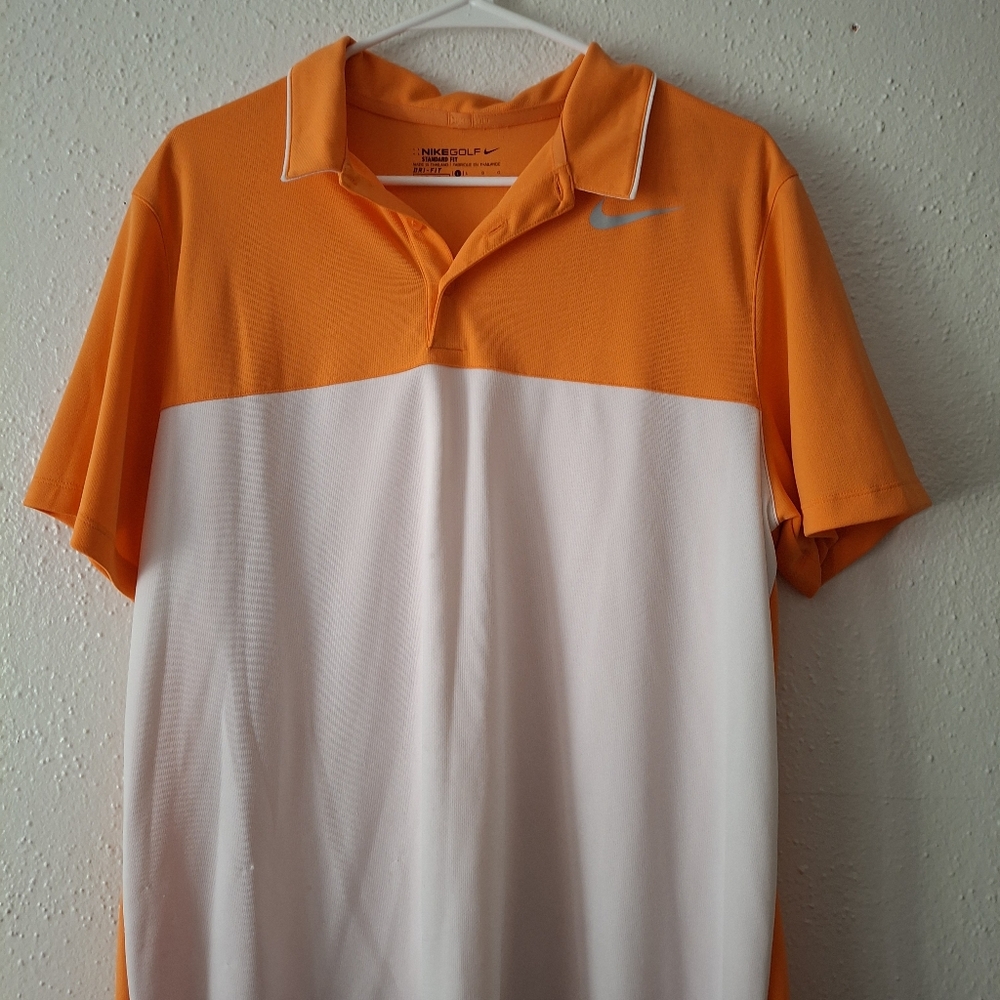 Orange And White Nike Golf Dri-FIT Standard Fit Polo Shirt